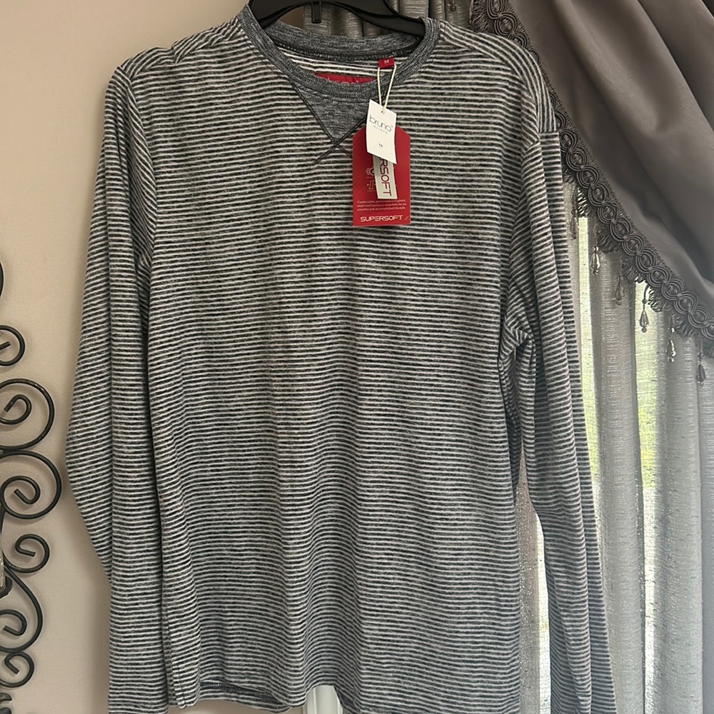 Brand new men’s shirt grey white stripes